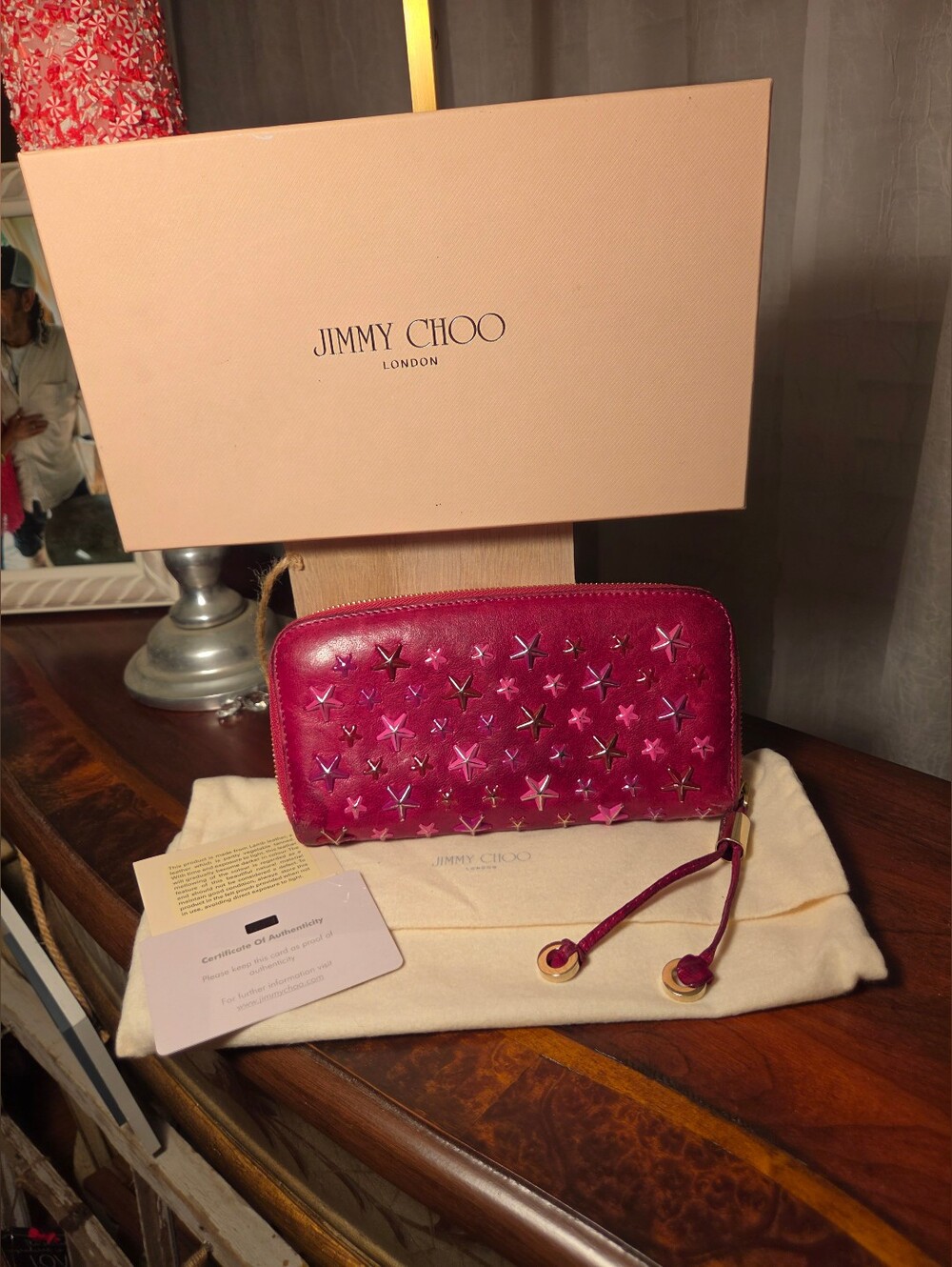 Jimmy Choo Fuchsia/Magneta Filipa Leather Wallet
